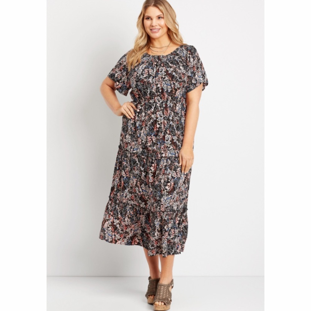 Maurices Floral Smocked Neck Midi Dress